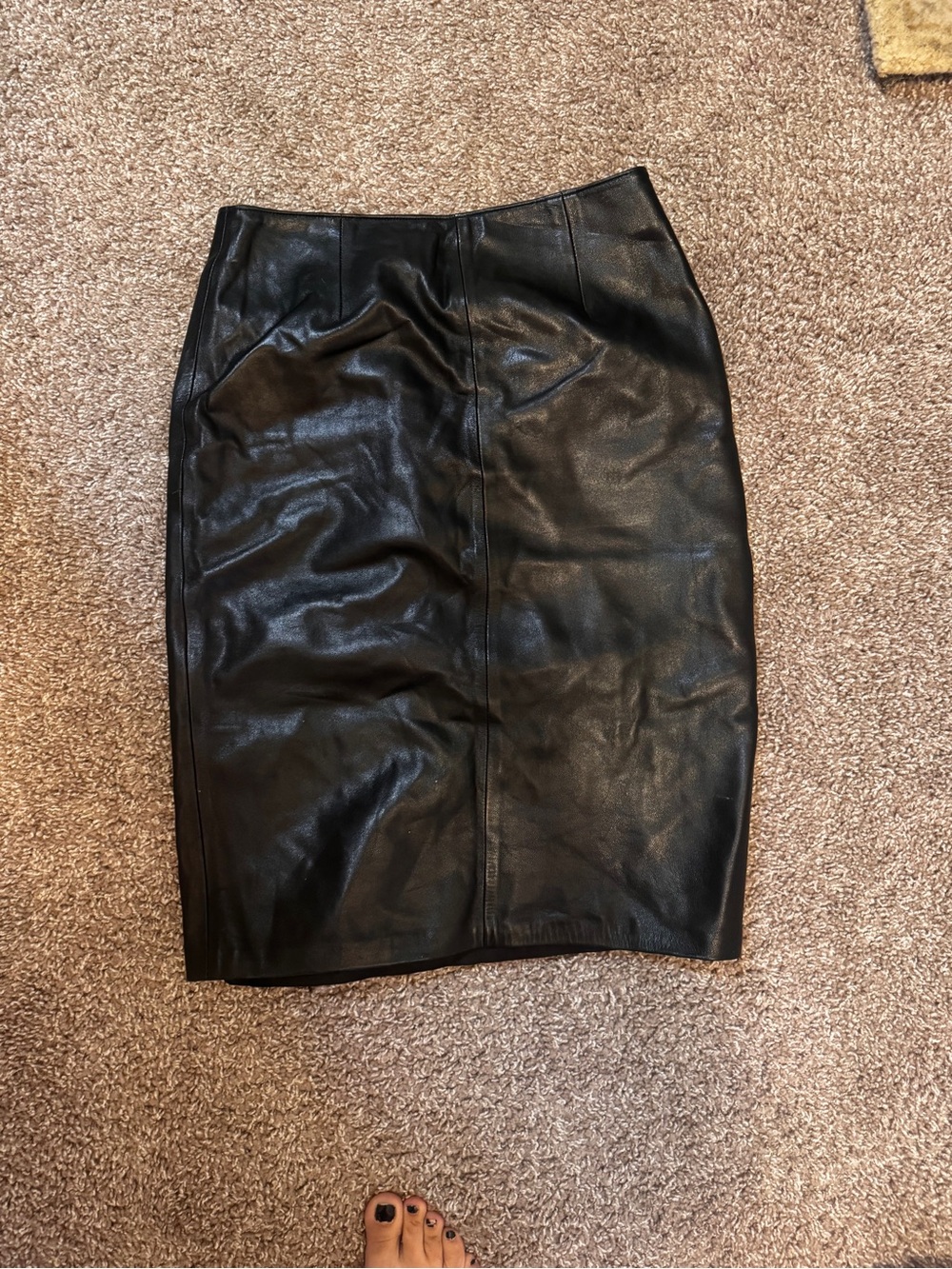 Siena Studio Black Faux Leather Panel Pencil Skirt
